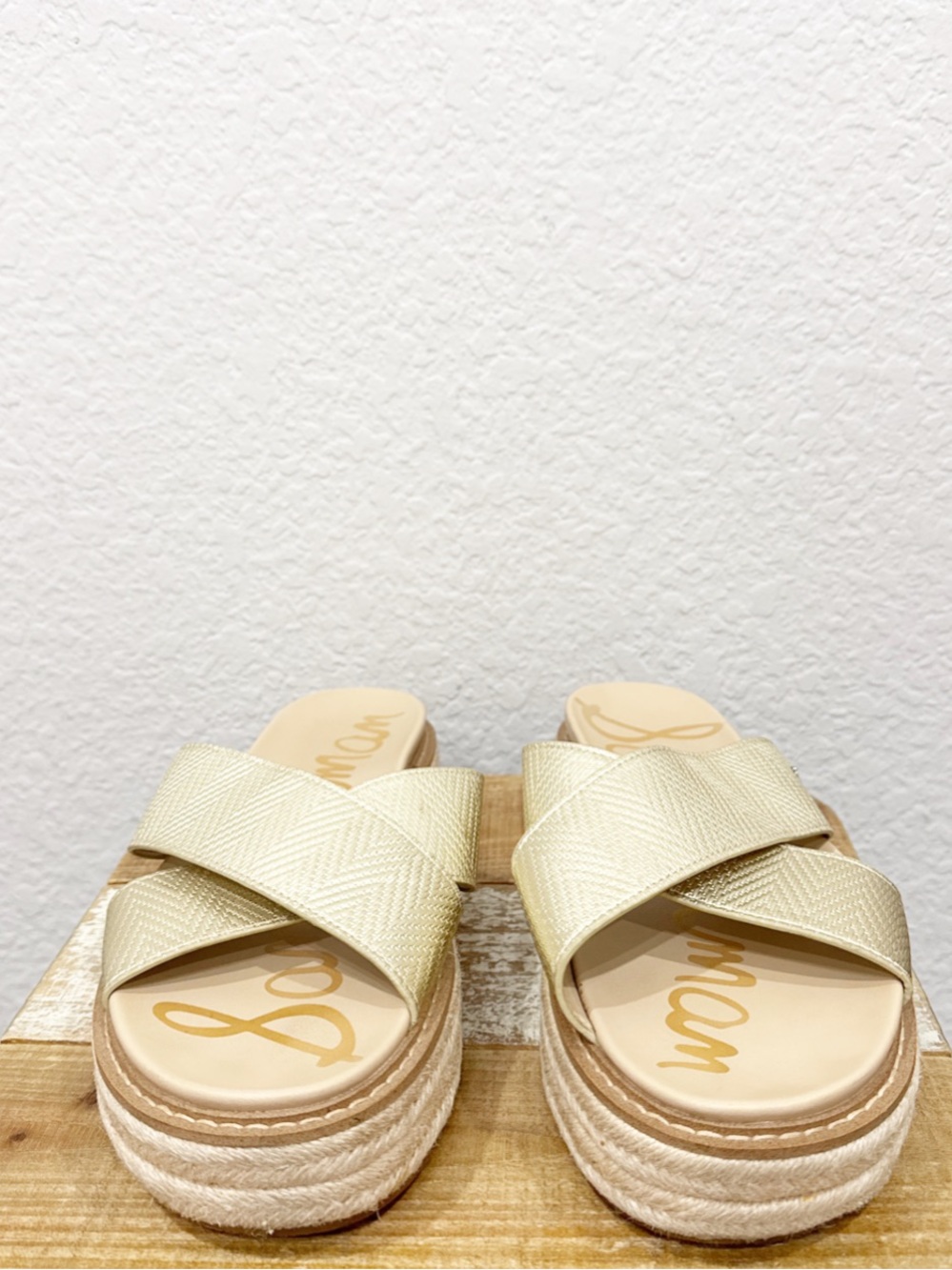 Sam Edelman Korean Gold Leather Espadrille Flatform Sandals Size 10 - Picture 3 of 7